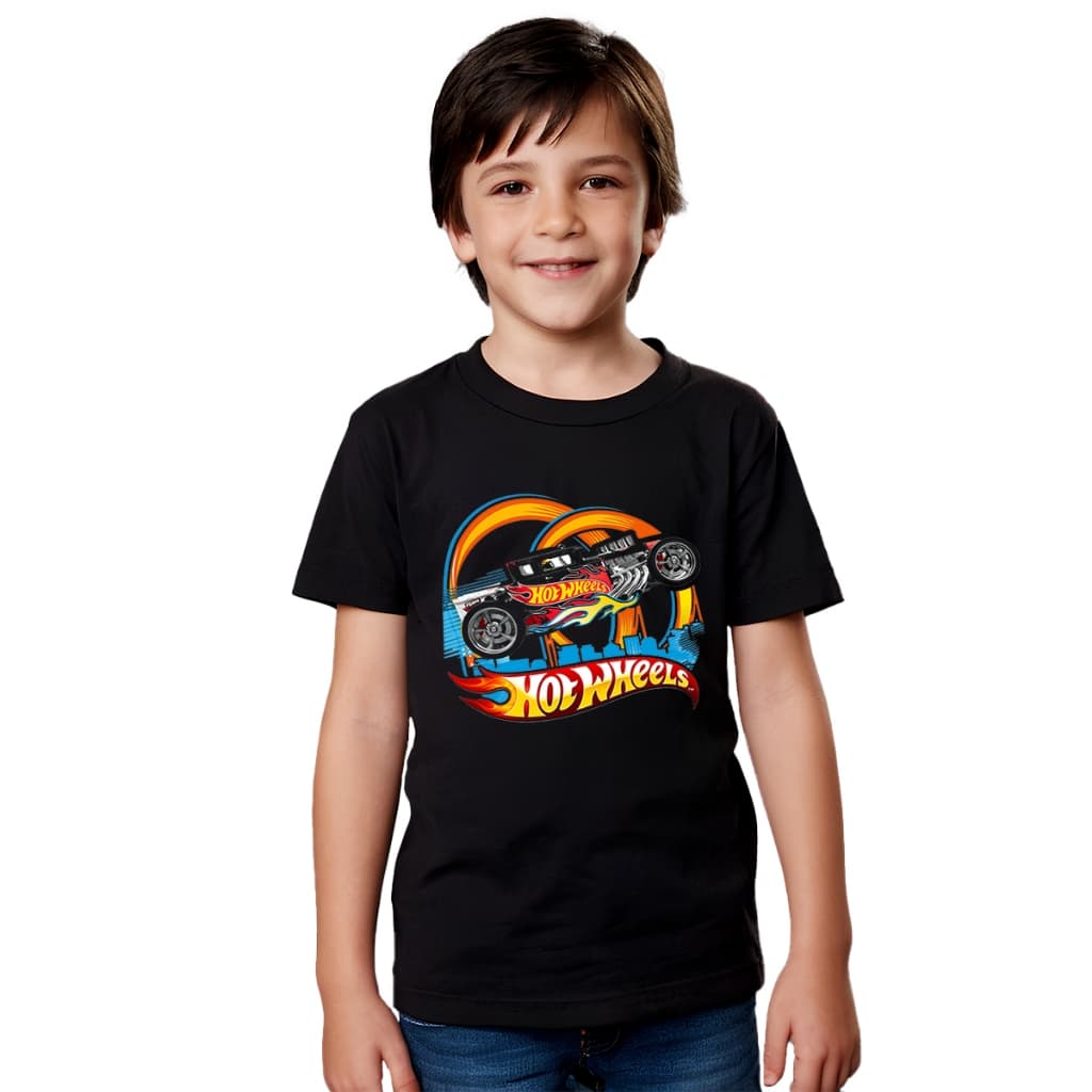 Camiseta Hot Wheels Camisa Infantil Juvenil Hot Wheels 100% Algodão para Crianças Desenho - Modelo 2