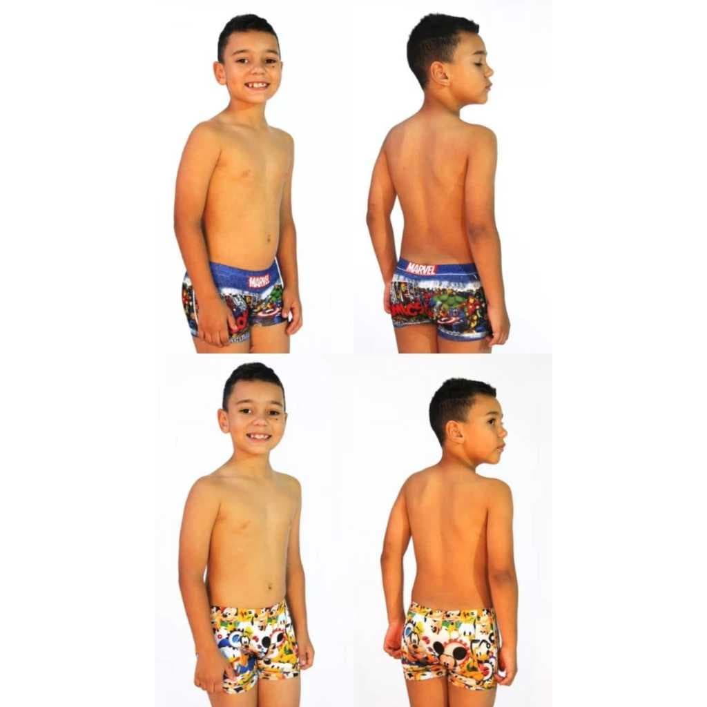 Kit 3 cuecas Box Masculina Infantil sublimada Persobagem