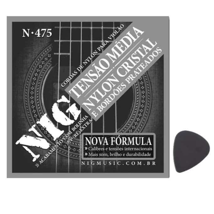 Encordoamento NIG P/ Violão Nylon Cristal Prateada Tensão Média - N475
