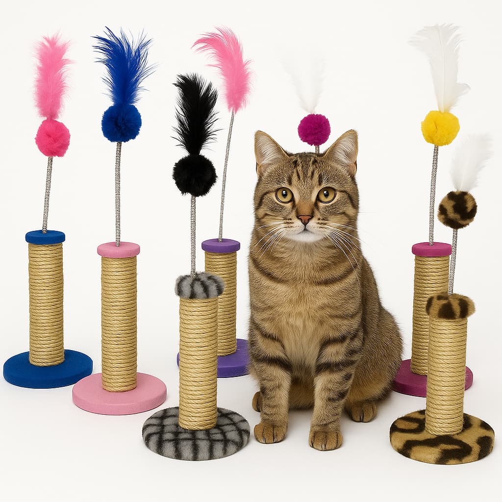 Arranhador variador para gato Poste com Base  tapete Brinquedo Interativo Para Gatos e Felinos Deluxo
