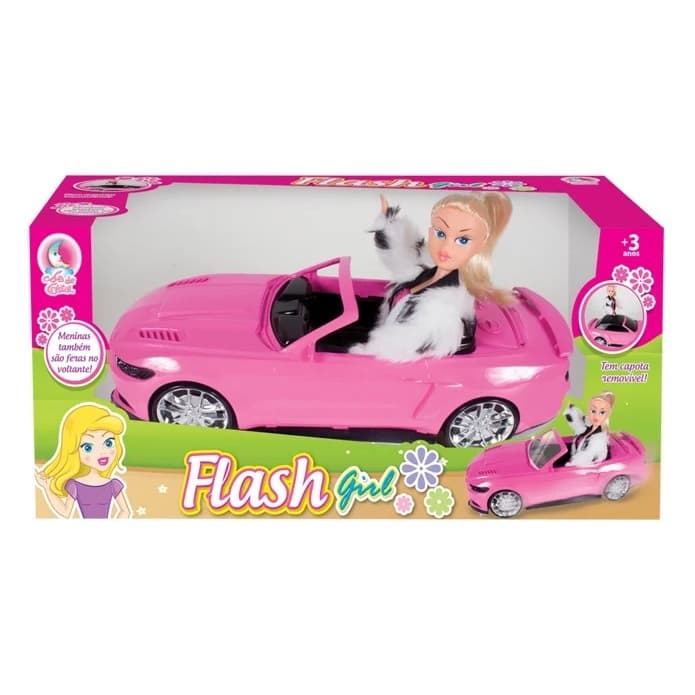 Carrinho Flash Girl de Boneca Infantil Menina com Boneca – Carrinho de Boneca Rosa