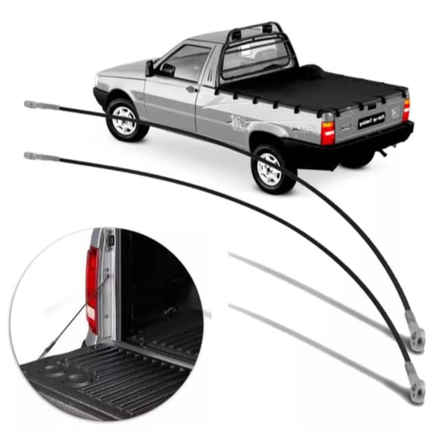 Par Cabo De Aço Da Tampa Caçamba Pick Up Fiorino 95 96 97 98 99 00 01 02 03 04