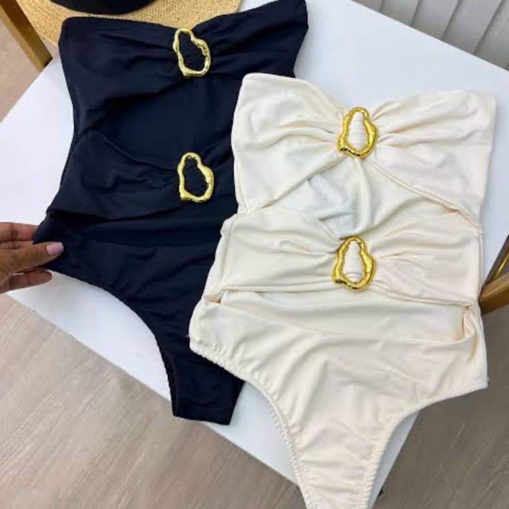 Body Feminino Fivela Elegante 0rgânico Tendência Decote Tomara que Caia usa como Blusa Feminina Maiô e Bori