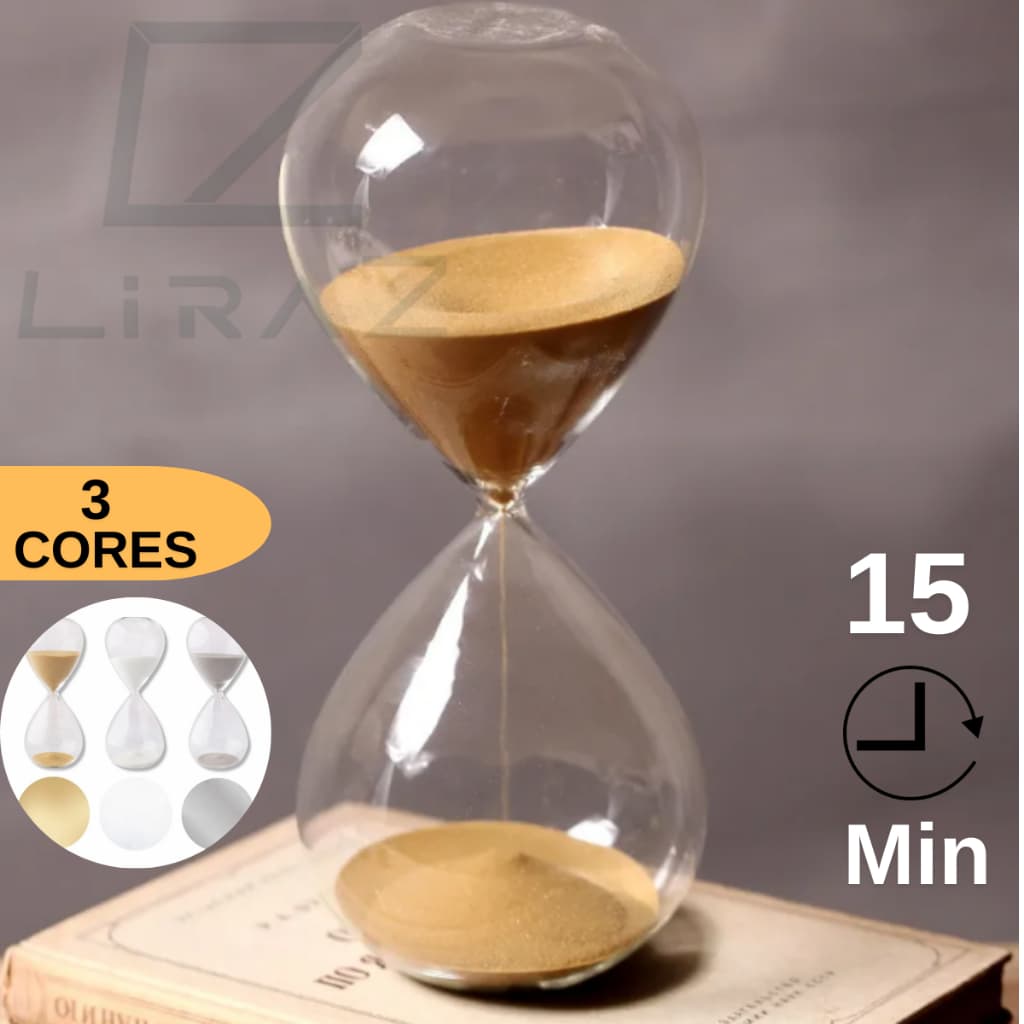Ampulheta Decorativa 15 Minutos Relógio de Areia Vidro Timer Escritório