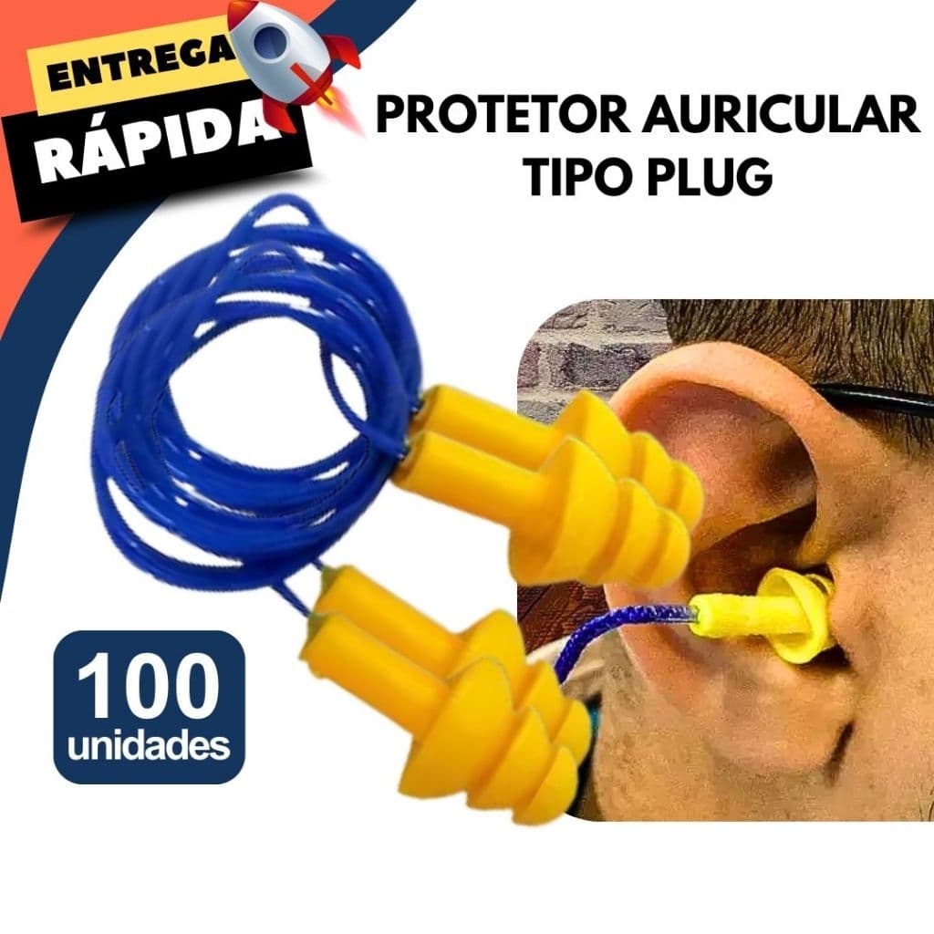 Kit 65/100 Protetor Auricular Plug Isolamento Silicone Proteção EPI
