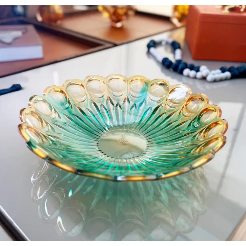 Centro Fruteira De Mesa Esferas Rasa Bicolor Decorativa 30cm
