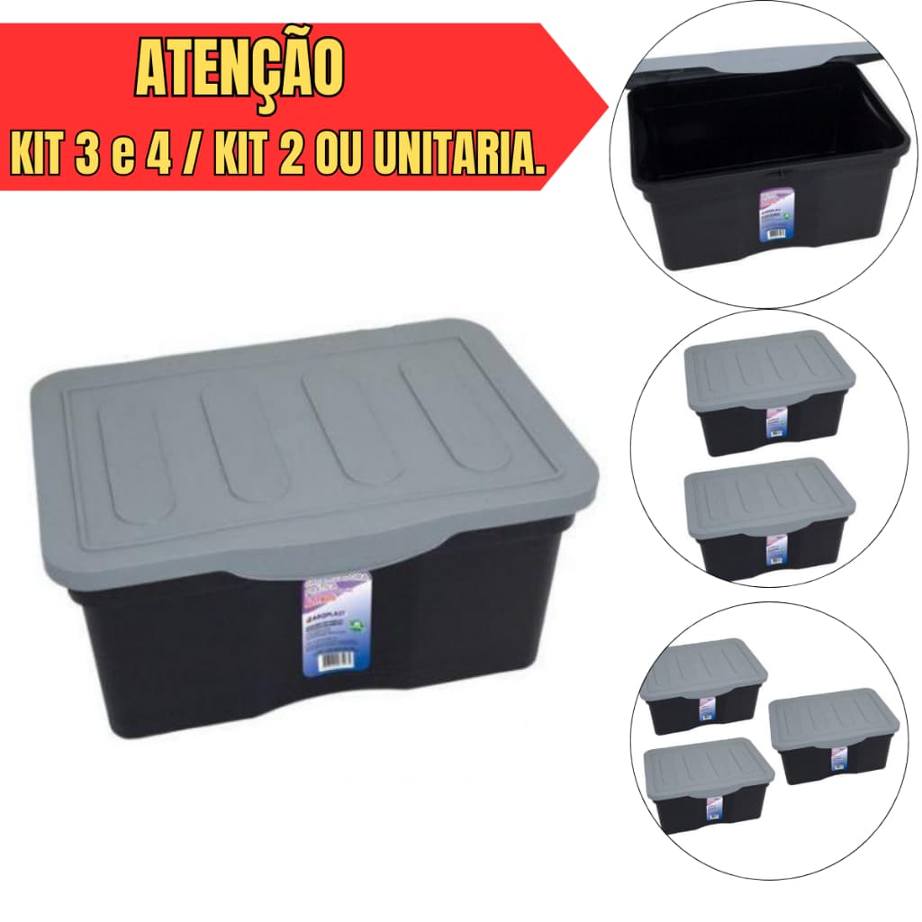 Caixa organizadora 5 litros Pequena com Tampa Organizador Multiuso Kit 4 Kit 3 pcs, 2 pcs ou Unitário