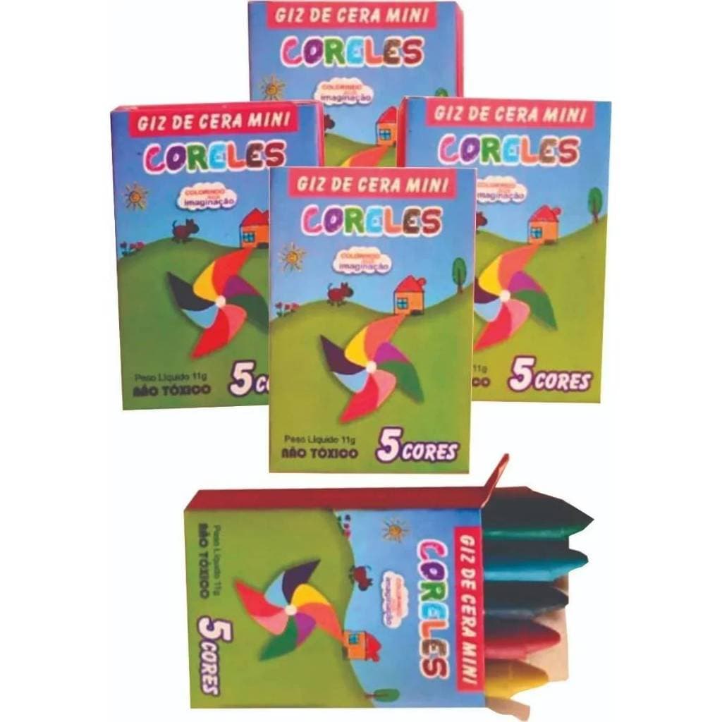 20 Cx Giz De Cera Pequeno 5 Cores 5 Cm Para Lembracinhas Festas Aniversario Prenda Pintura Desenho