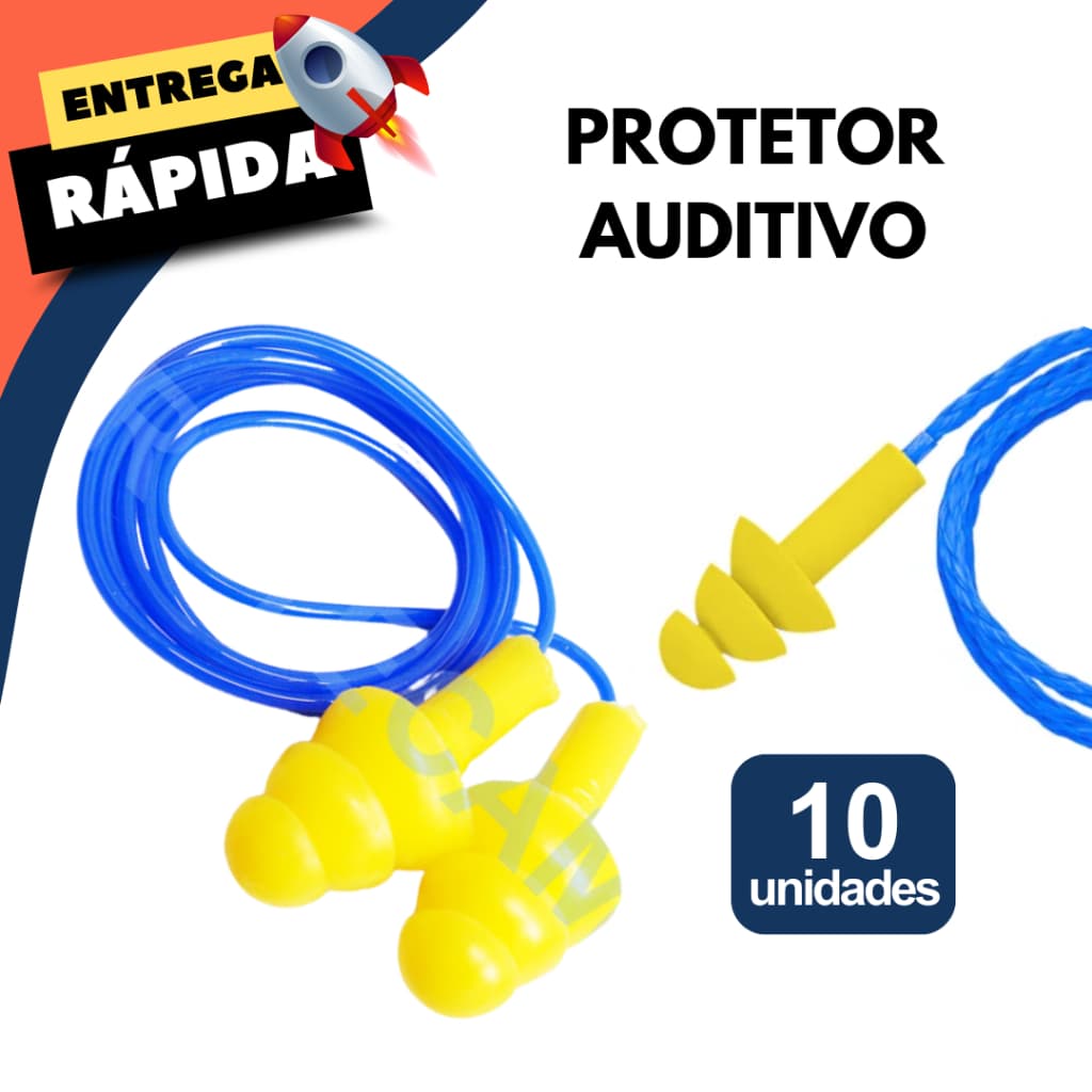 Kit 10 Protetor Auricular Plug Descartável Natação TEA Sensibilidade Auditiva Trabalho Escola