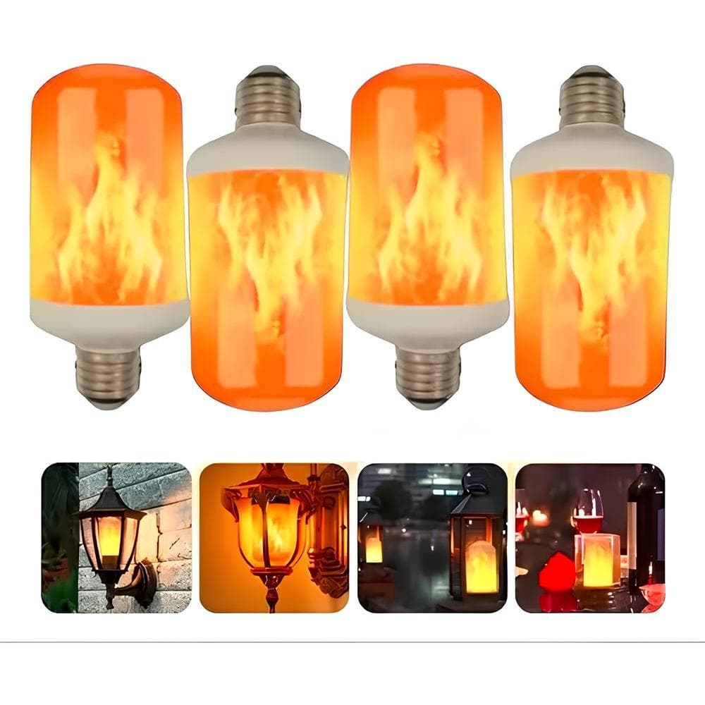 Kit Lâmpadas Led Efeito Fogo Chama 9w Bivolt Flame 1800k E27 3 Modos Simula Fogo Bivolt