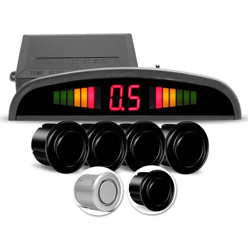 Kit Sensor de Ré para Carro com 4 Sensores - Cores Preto, Prata e Branco