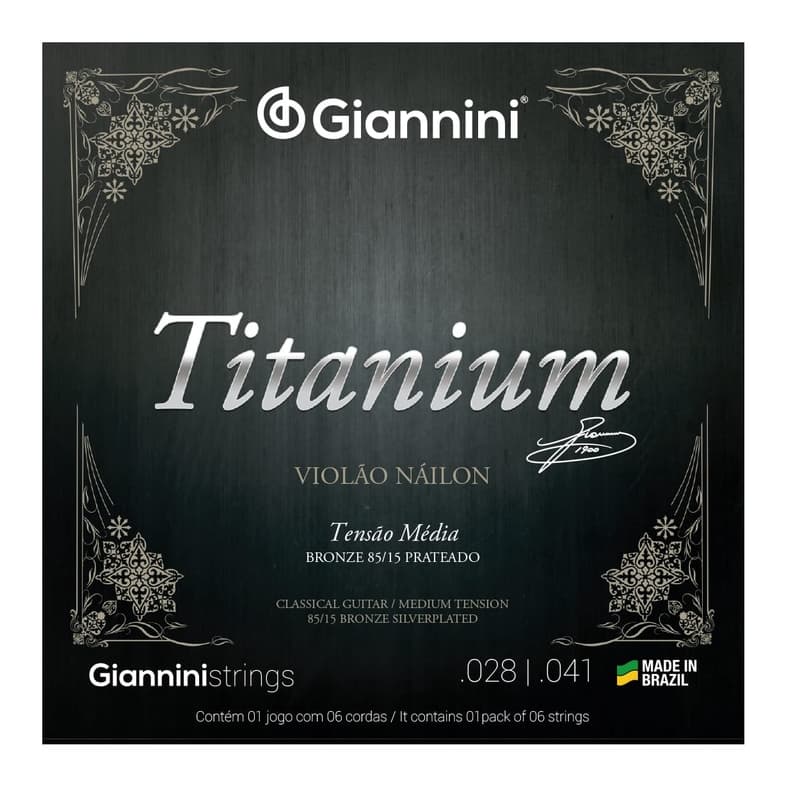 Encordoamento P/ Violão Náilon Giannini Titanium Tensão Méda - GENWTM