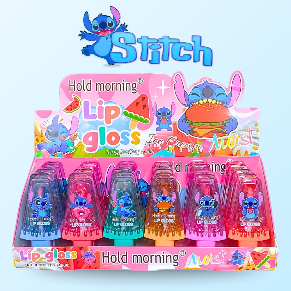 Gloss Stitch Formato Picolé com Glitter | Lip Gloss Brilho Labial Kawaii | Maquiagem Fofa