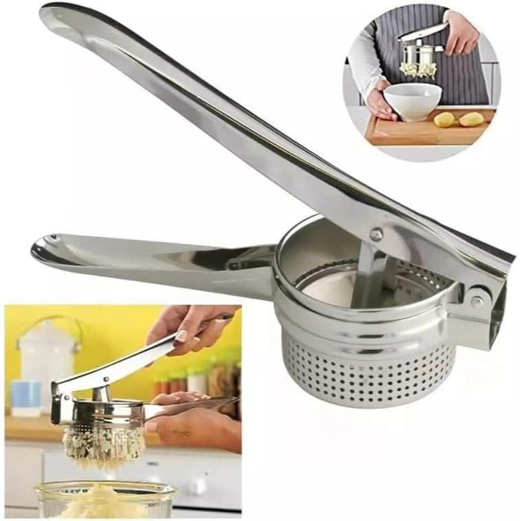 Amassador Espremedor De Batata em Aço Inox Manual 26,5 X 9 CM Prensador de Alimentos
