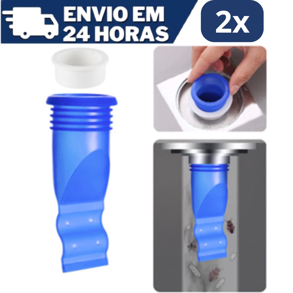 Kit 2 Protetor De Ralo Silicone Anti Odor E Insetos Oculto C/Dreno