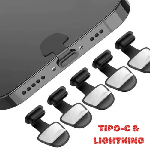 Plug Protetor Anti Poeira Tampa Silicone Portas Tipo C Lightining Celular Entrada Carregador Conectores Iphone Android
