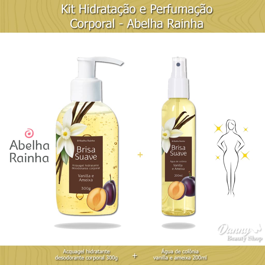Kit Corporal Abelha Rainha - Acquagel Hidratante Desodorante Corporal + Body Splash Água de Colônia