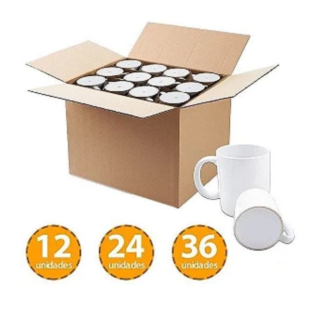 Caixa com 12 , 24 , 36 unidades de Caneca Branca para Sublimação porcelana 325ml