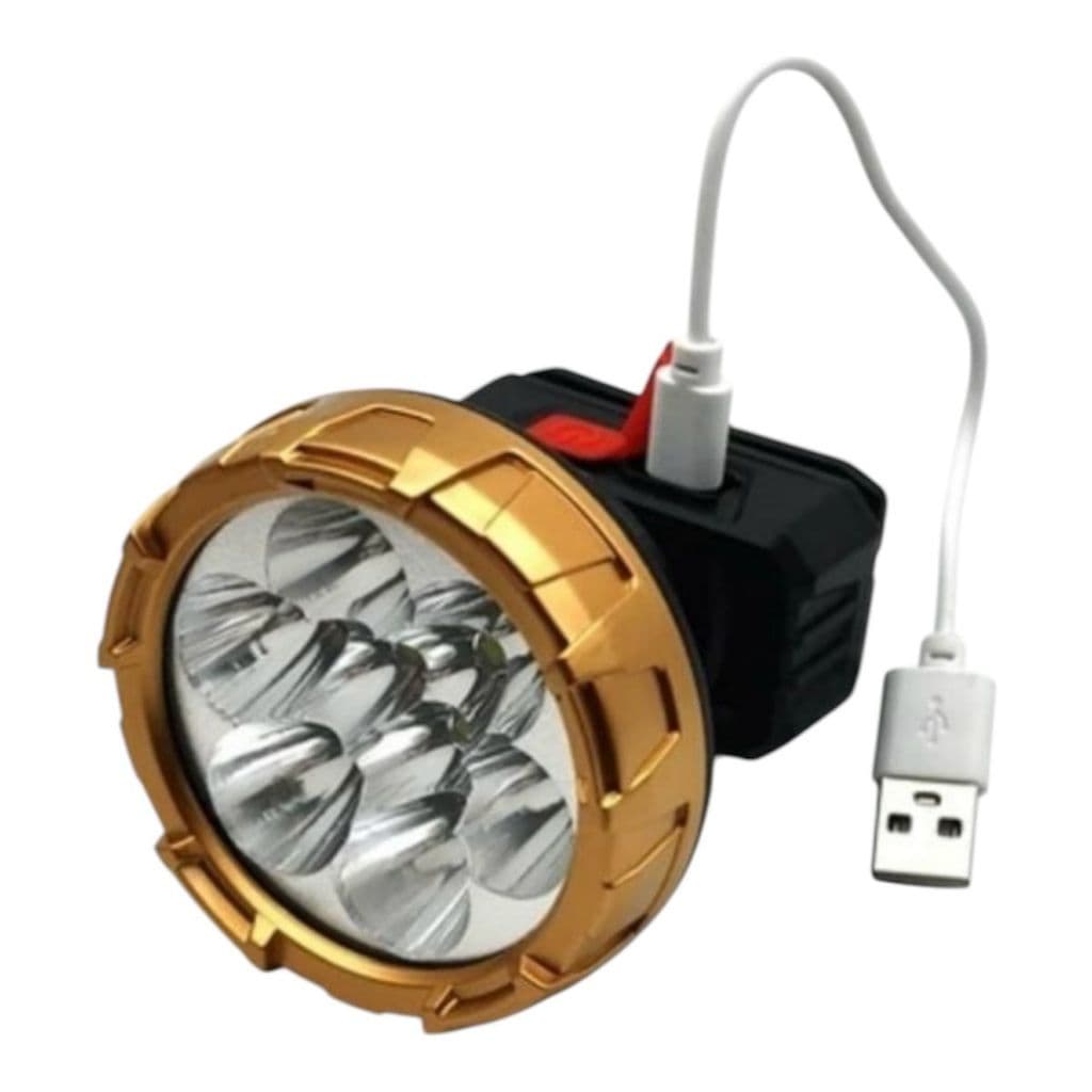 Lanterna de cabeça de 7 LEDs para capacete pesca trilha recarregável RF