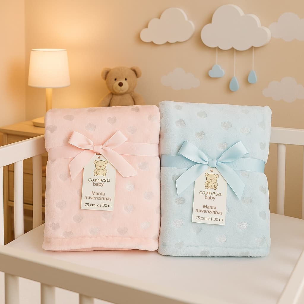 Manta de bebê Cobertor Mantinha Microfibra estampada Kit maternidade Antialergico Dupla Face Sherpa