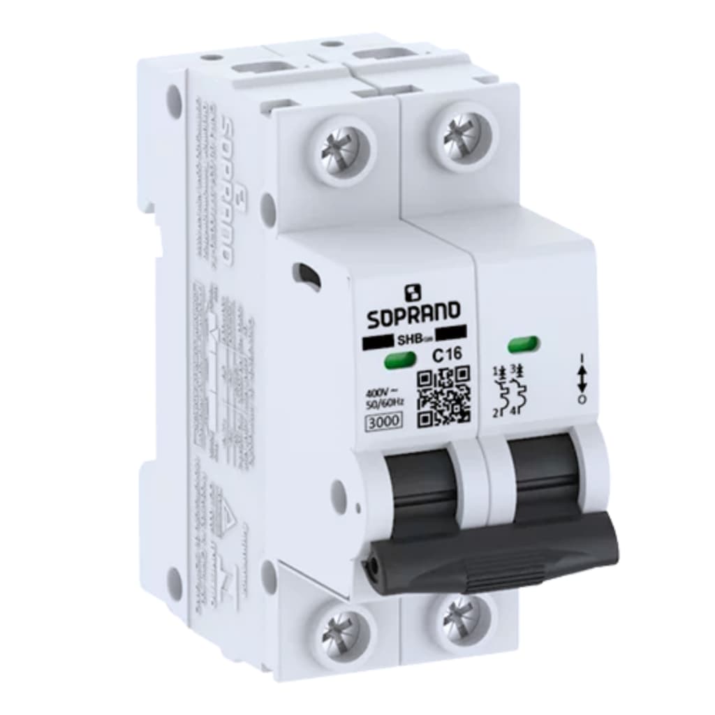 Disjuntor Bipolar 16A Curva C Mini Din 3ka Soprano
