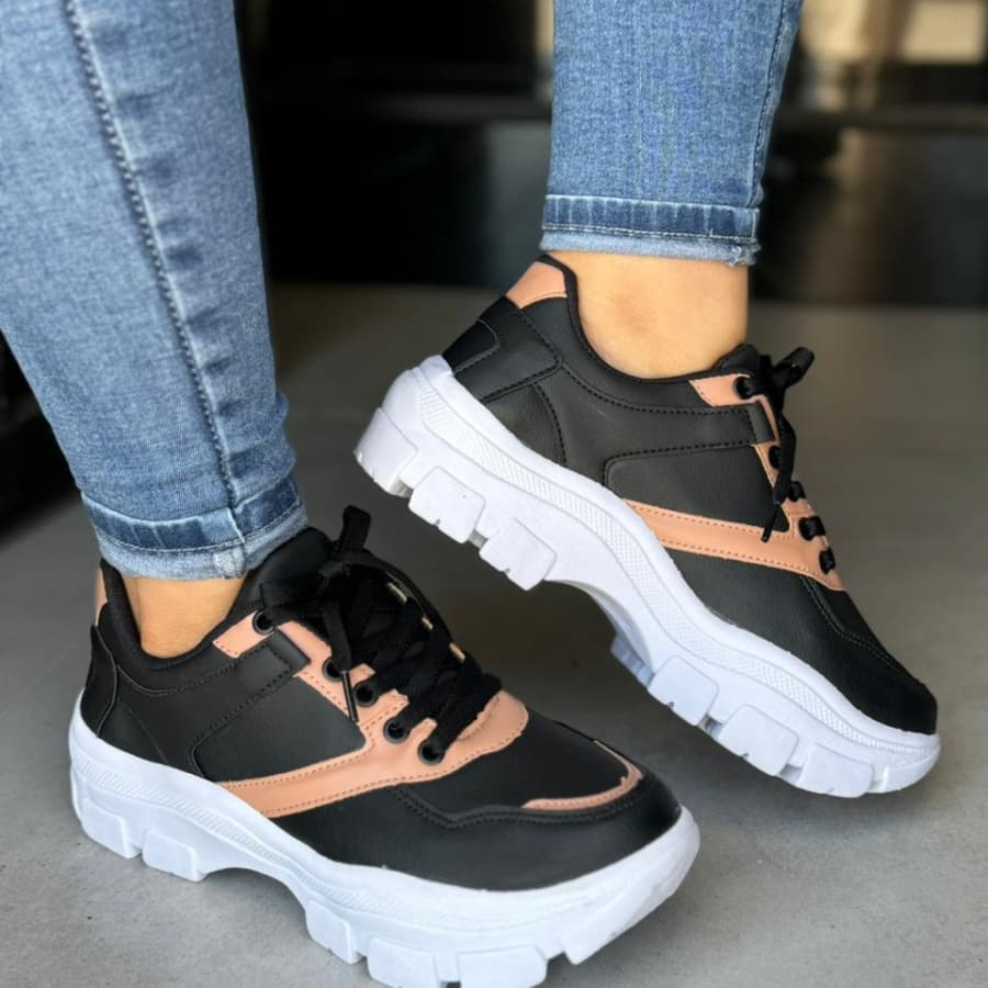 TÊNIS FEMININO ADULTO PLATAFORMA CONFORTÁVEL CHUNKY SOLA ALTA