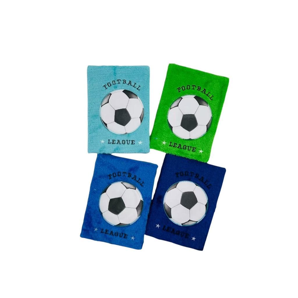 Kit Caderno de Pelúcia Tema Futebol + Caneta Esferográfica 10 Cores