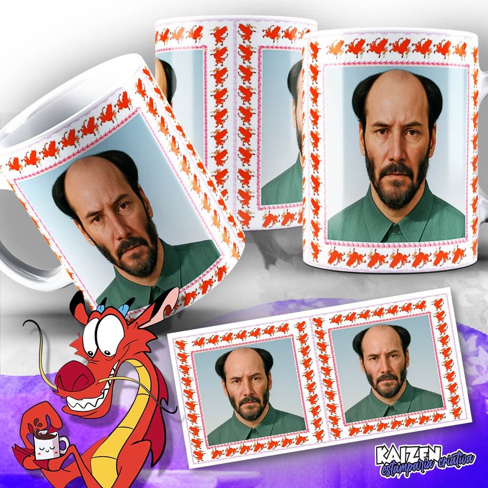 Caneca Meme China - Keanu Tsé Reeves - Cerâmica