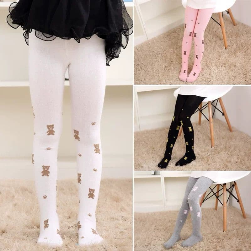 KIT 3 Meias calça infantil Meia Grossa Frio Inverno Menina preta branca Estampa 1a 14 anos