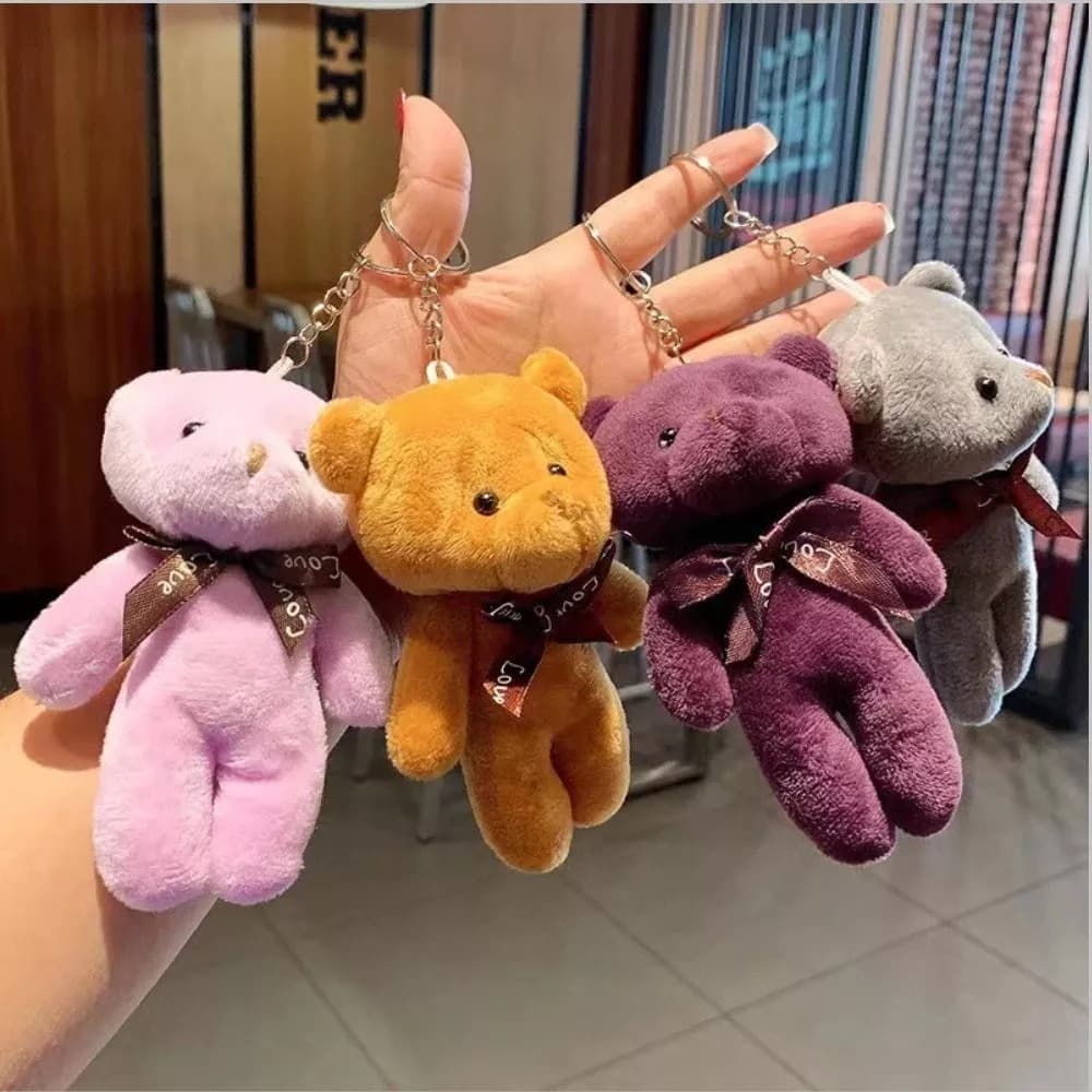 kit 6 Chaveiros com Pingente Ursinho Urso de Pelúcia Pequeno cor aleatorio