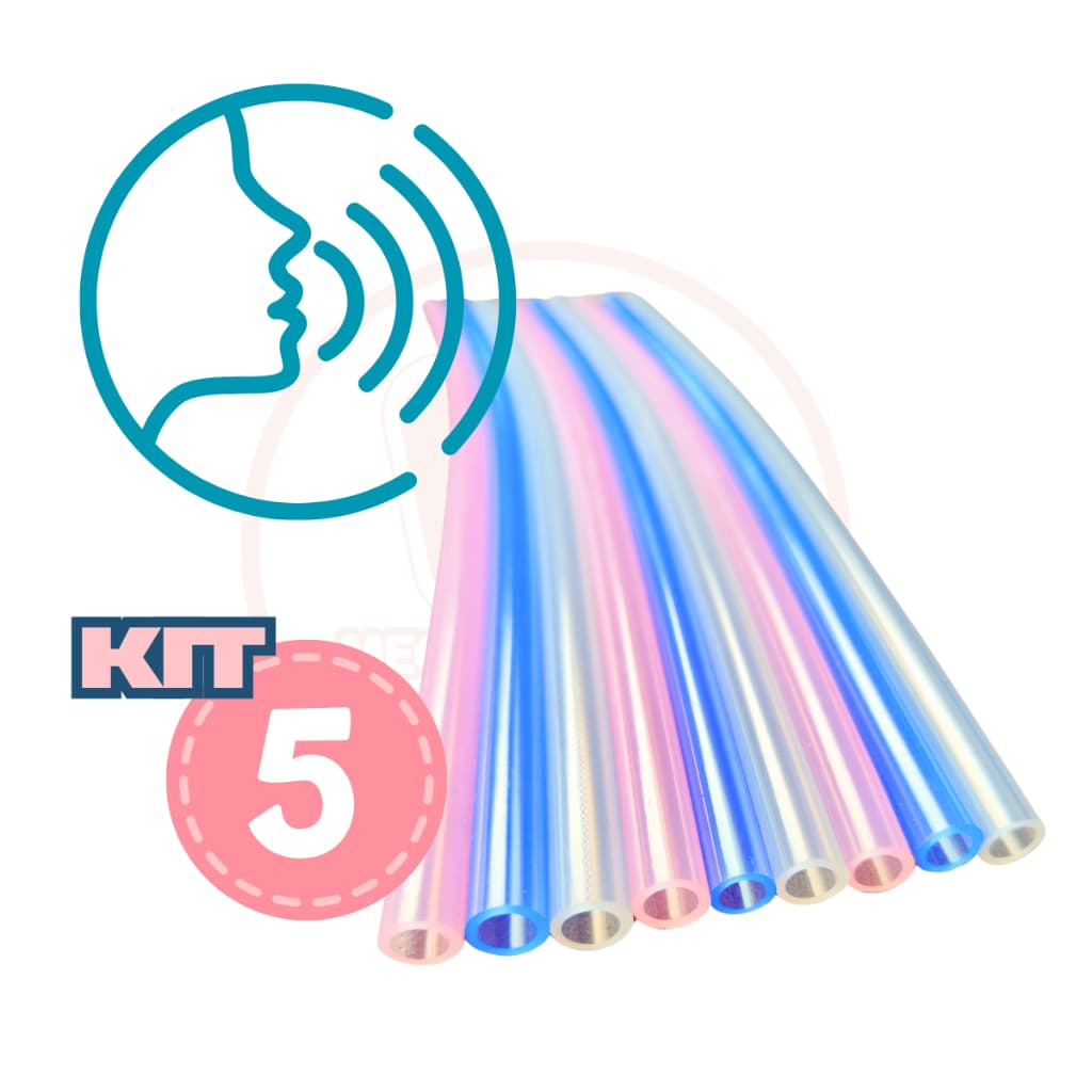 Kit 5 Tubo Ressonância Lax Vox Silicone Exercicio Vocal 35cm C/nf