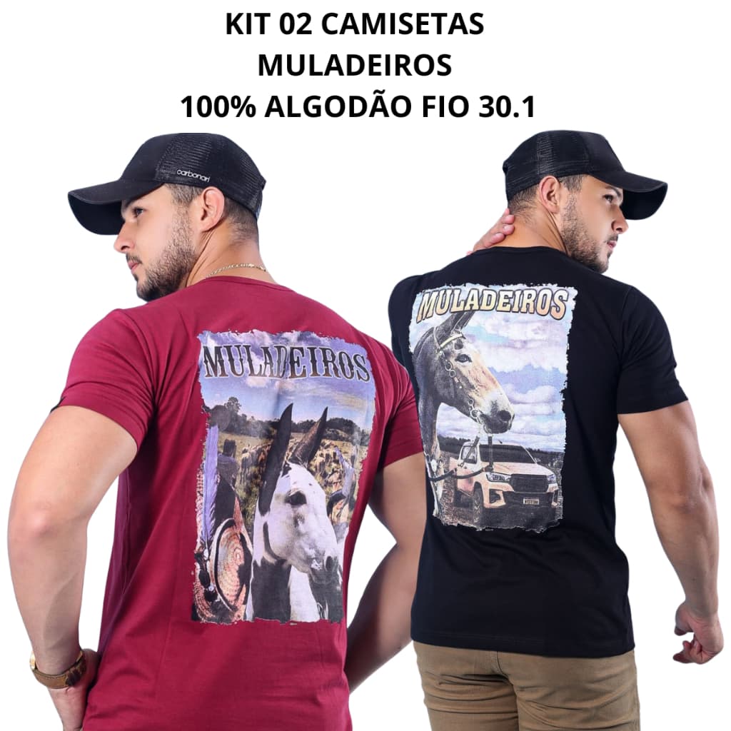 Kit 2 Camiseta Muladeiro Camisa Muladeiro Camiseta Masculina Moda Country Rodeio