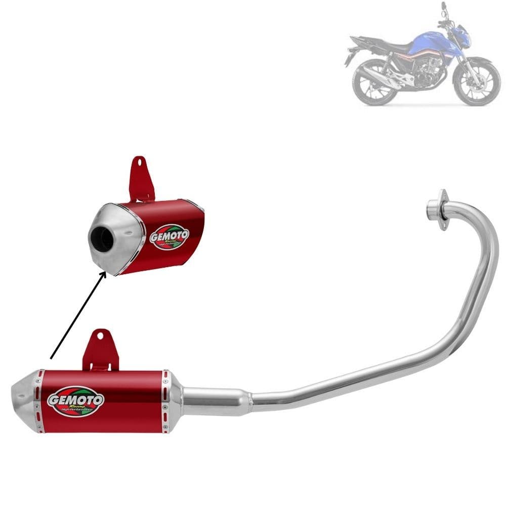 Escapamento Moto Racing 3 Trioval Gemoto Titan/ Fan 160 2016 2017 2018 2019 2020 2021 2022 2023