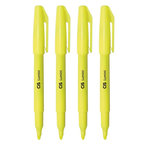 Caneta marca texto Cis Lumini Amarela - kit com 04 unidades
