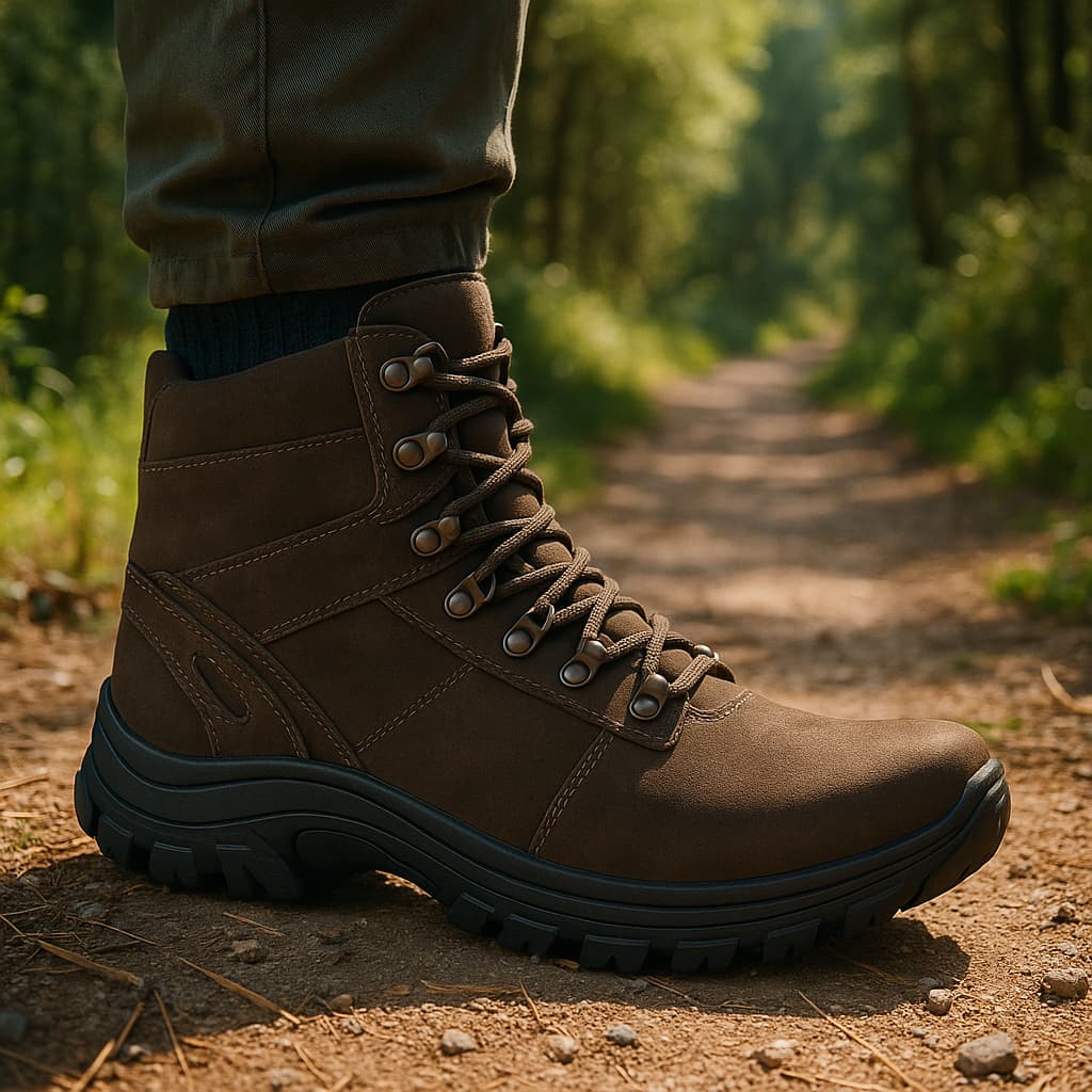 Bota Couro  Cano Médio Coturno Cafe Militar Motociclista
