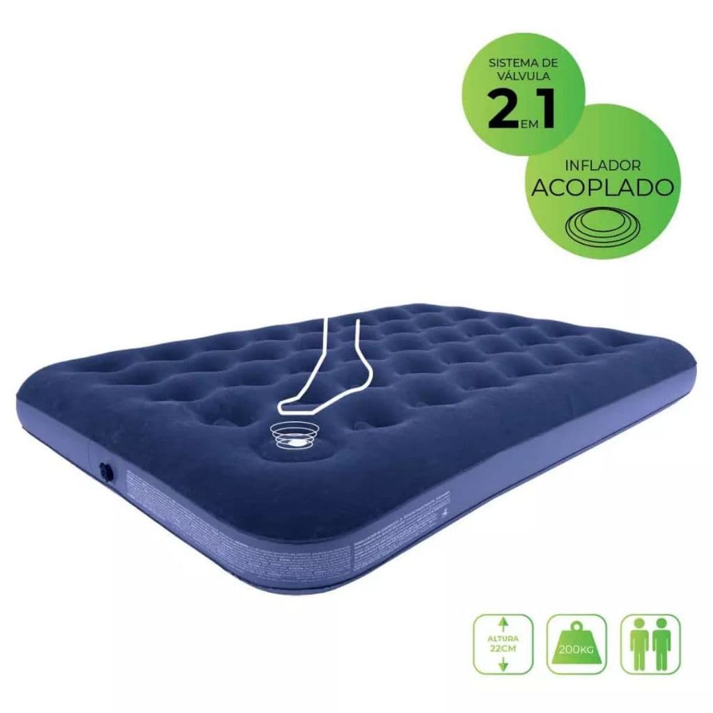 Colchão Inflável Suporta 200kg Casal Camping Praia - Não Precisa de Bomba