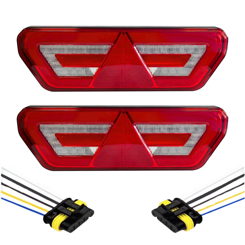 Par Lanterna Traseira Led Caminhão Carreta Guerra Diamond Com Chicote 12v 24v