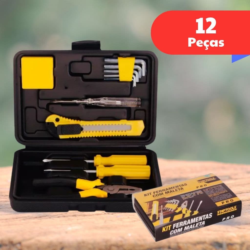 Kit Jogo Ferramentas Maleta Jogo 12 Peças Multiuso Casa