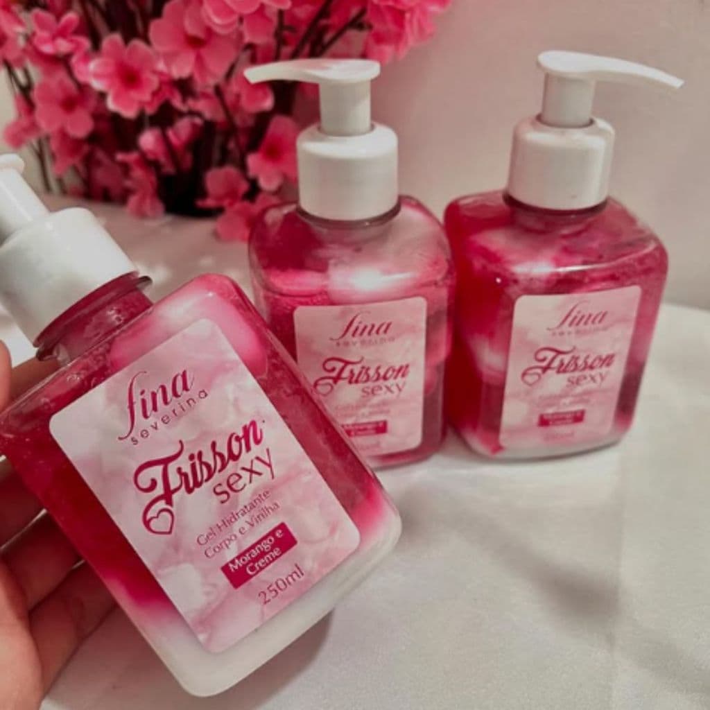 Creme Gel Hidratante Para Corpo e Virilha Morango Com Creme 250ml - Fina Severina