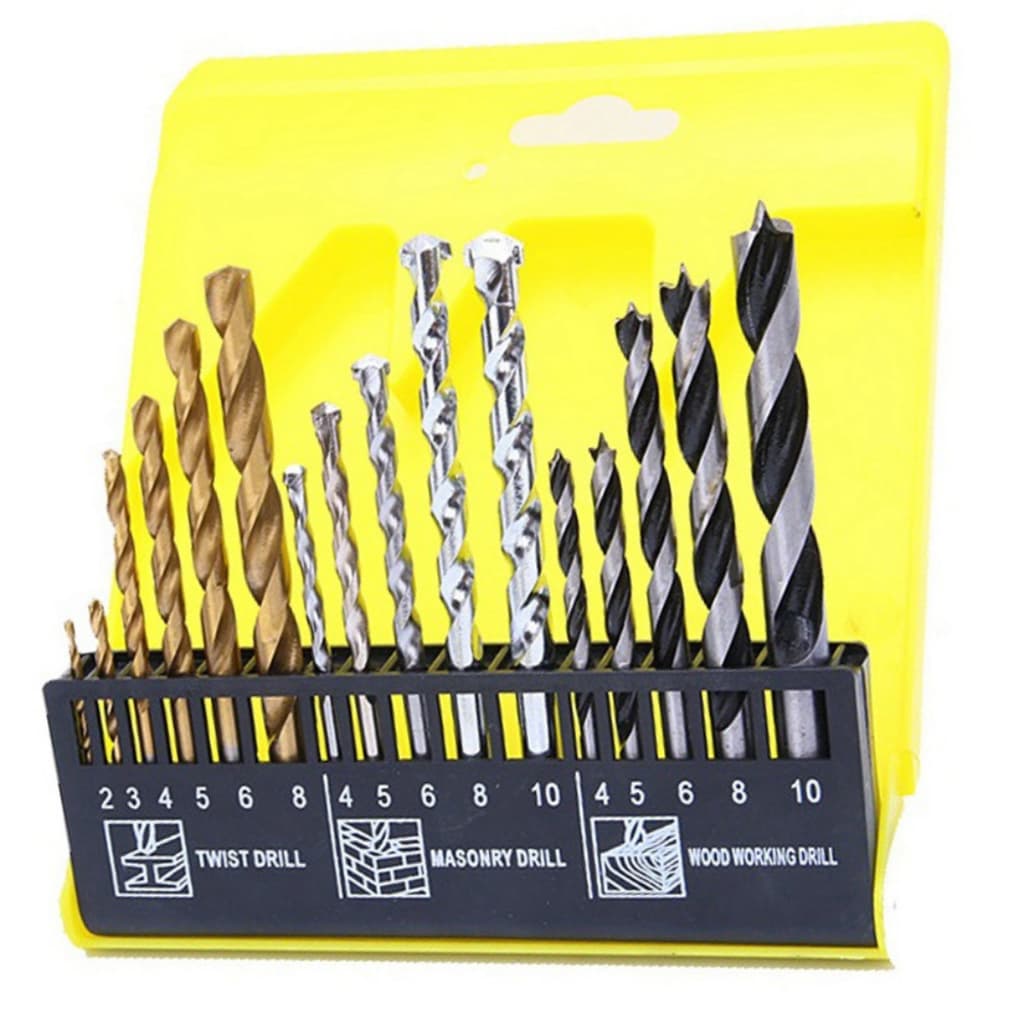 Kit Jogo De Brocas Estojo 16 Peças Madeira Metal Concreto