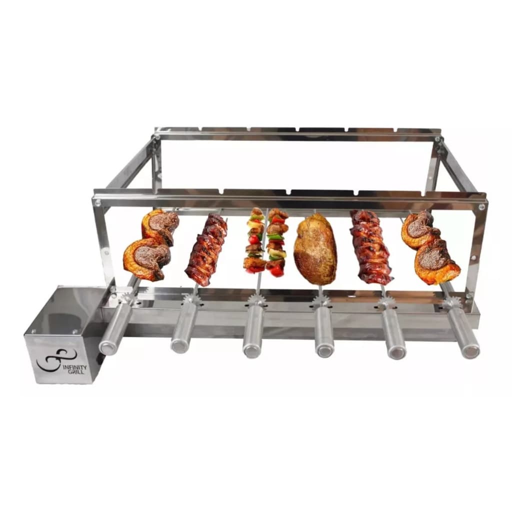 Churrasqueira Gira Grill 6 Espeto Inox Lado Esquerdo