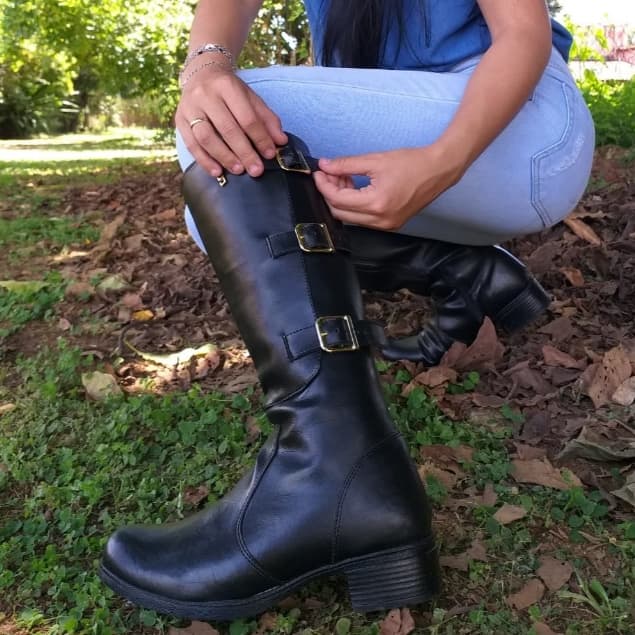 Bota Feminina Cano Alto Salto baixo Macia Resistente Exclusiva