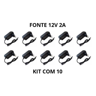 Kit Com 10 Fonte De Alimentação 12v 2a Bivolt AC/DC