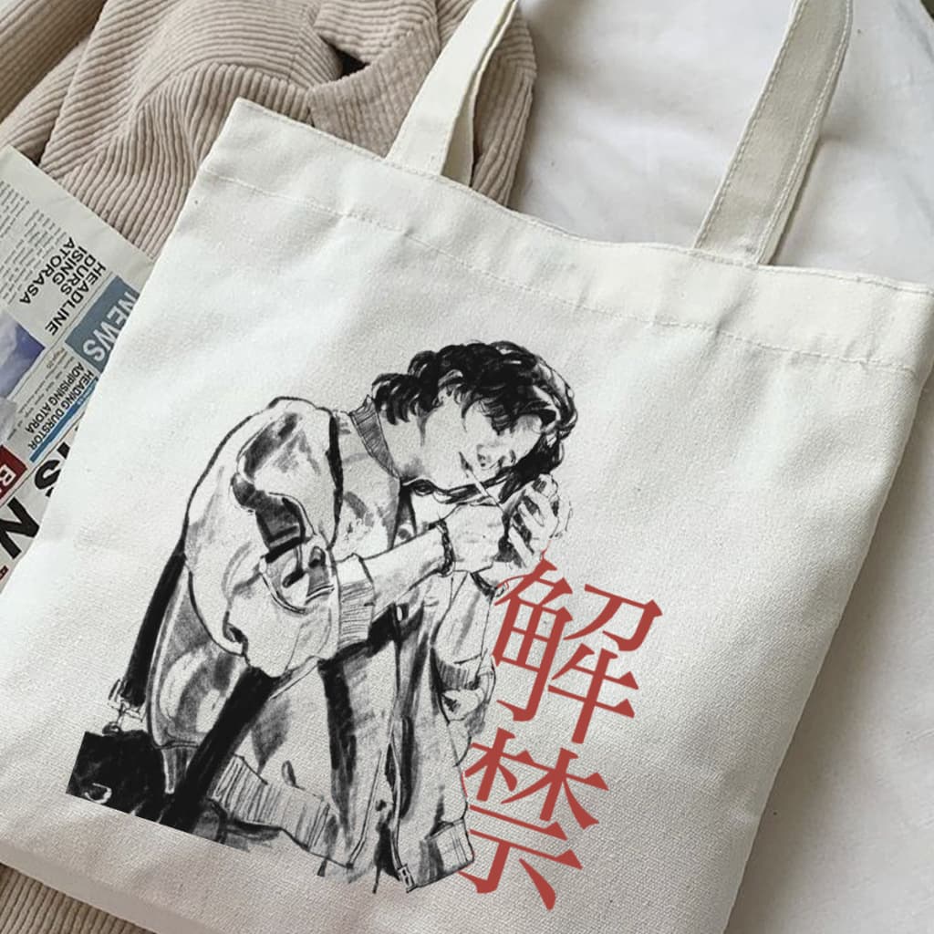 Bolsa Unissex Ecobag suga Min Yoon-gi Agust D Ecologicamente Sustentavel Sem Ziper