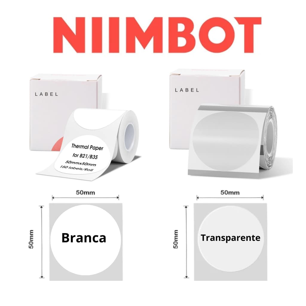 Rolo De Etiqueta Redonda Compatível Niimbot Para B1 B21 B203 B3S
