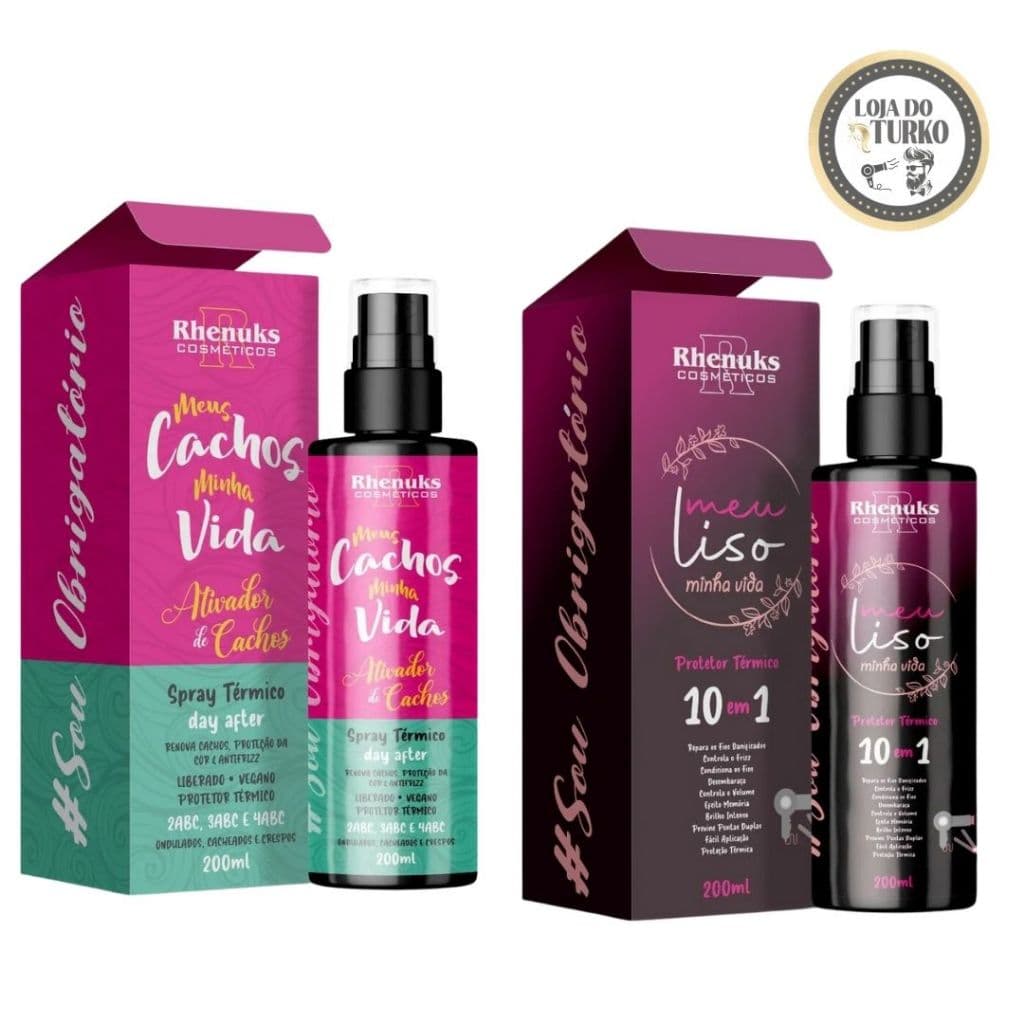 KIT DUO RHENUKS - SPRAY TÉRMICO MEU LISO, MINHA VIDA + MEUS CACHOS, MINHA VIDA - HIDRATAÇÃO PROFUNDA