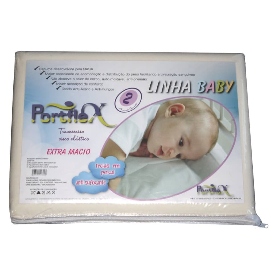 Travesseiro Nasa Portflex para Bebê | Antissufocante e Anatômico | Conforto e Segurança