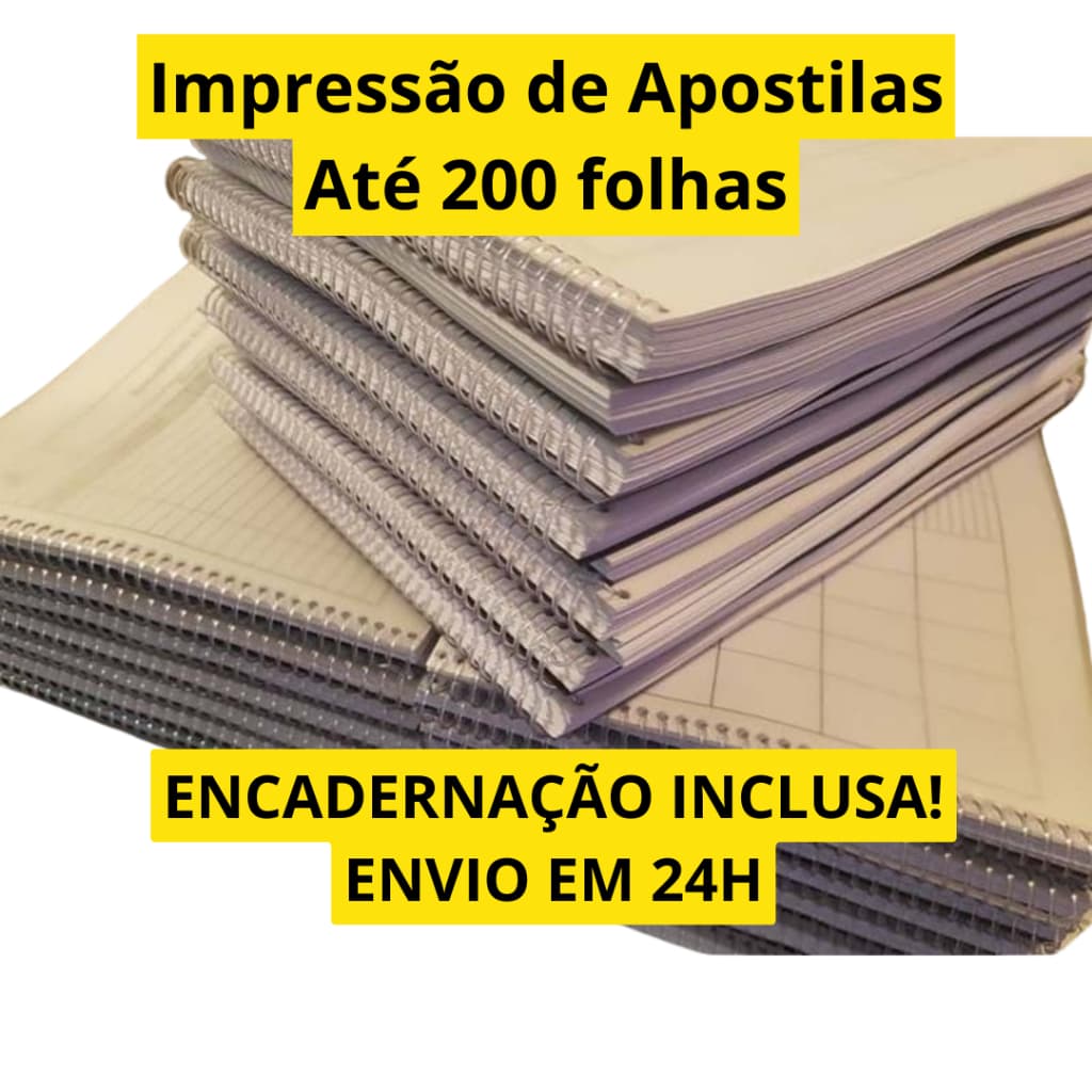 Impressão de Apostila / Até 200 Folhas - 400 Páginas