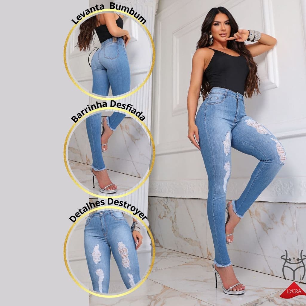 Calça Divas Jeans Modeladora Afina Cintura e Empina Bumbum