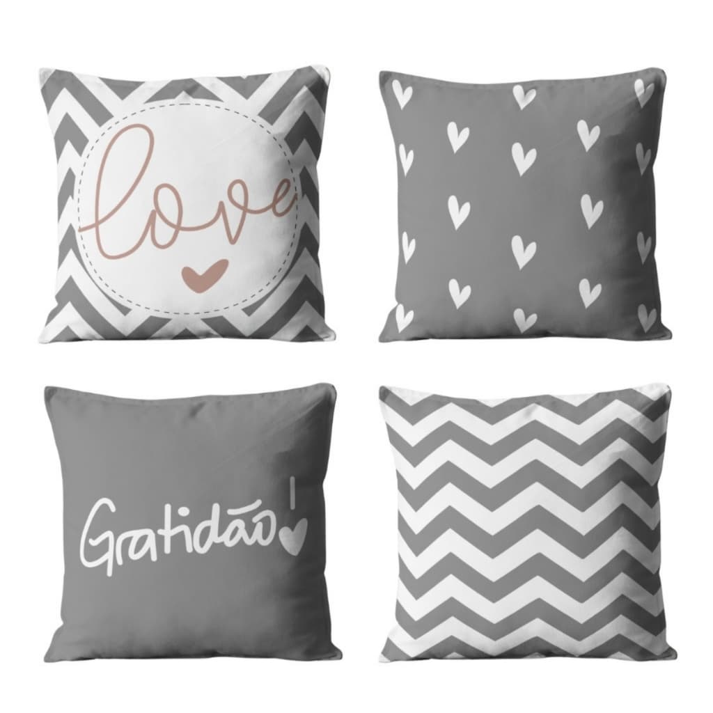 Capas de Almofadas 45x45cm Kit com 4 Unidades Micropercal Decorativas para Sofá ou Cama